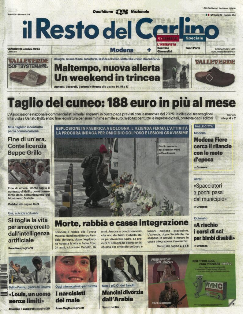 Il Resto del Carlino 2024 10 25 pag.1